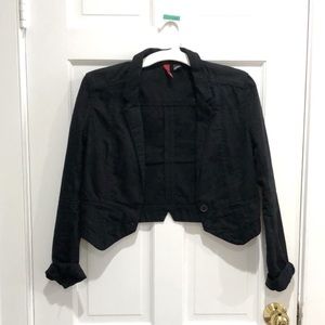 Black H&M Cropped Denim Jacket